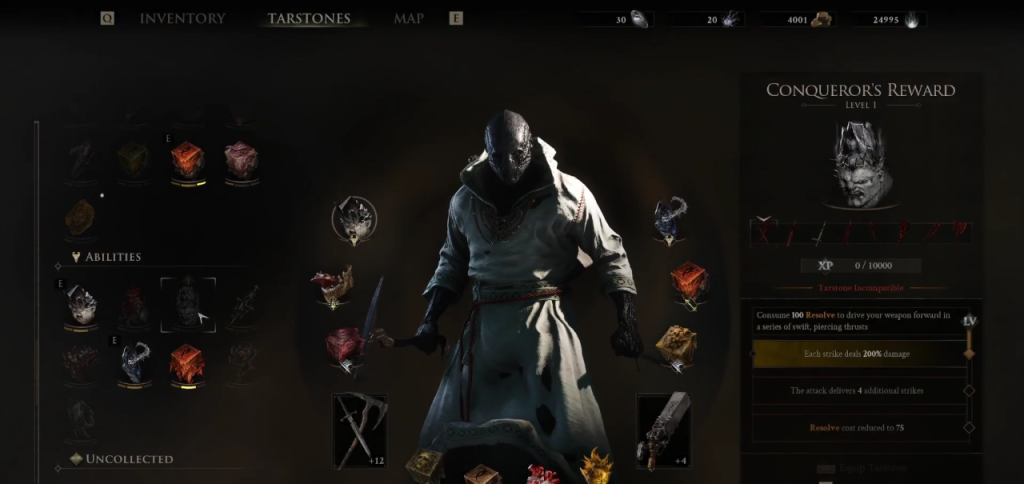 Mortal Shell 2 in-game screenshot showcasing Conqueror's Reward melee ability Tarstone.