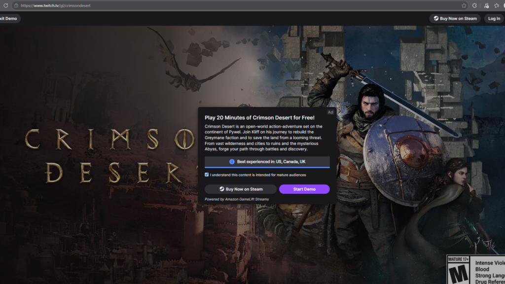 Twitch Crimson Desert Demo