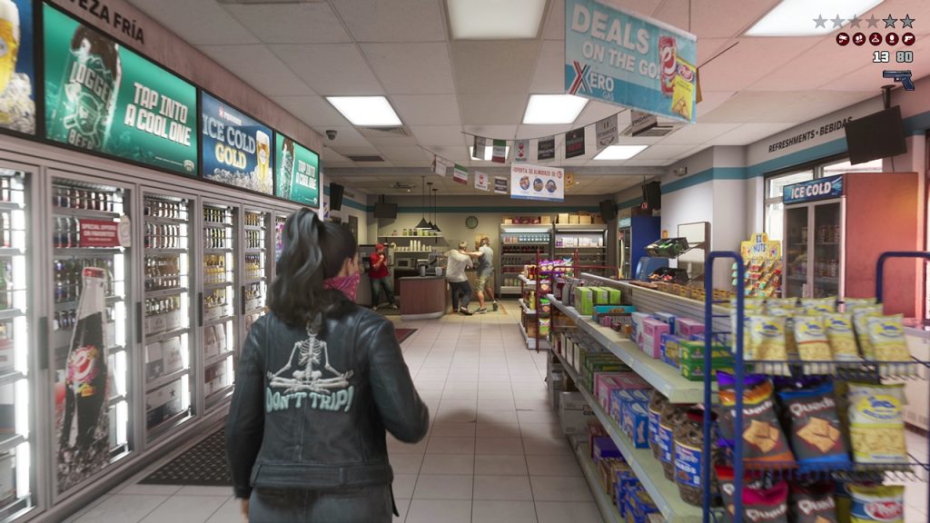 A scene from the GTA 6 Extended Look video of protagonists Lucia and Jason robbing a convenience store. 