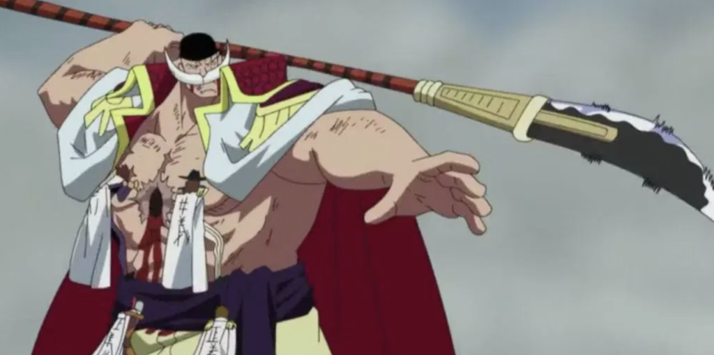 The image shows Edward Newgate, also known as Whitebeard, a powerful captain from the anime series One Piece.