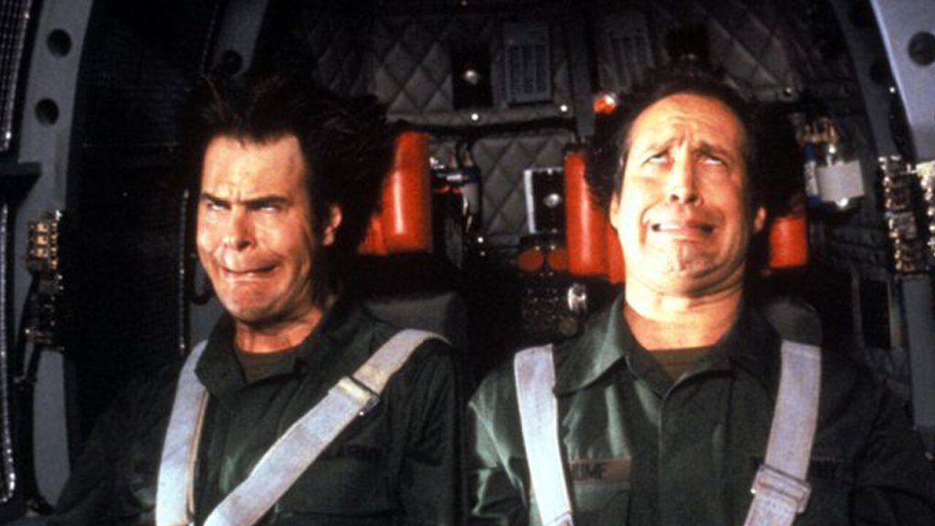 Dan Aykroyd and Chevy Chase in Spies Like Us, which is like mayday