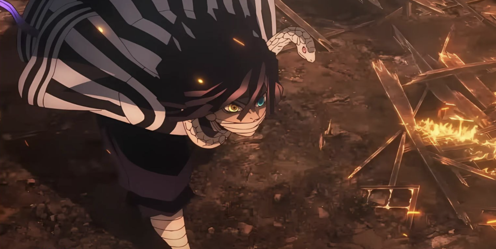 Demon Slayer: Infinity Castle Officially Expands Beyond Crunchyroll to New Streaming 3 The image shows Obanai Iguro, the Serpent Hashira, from the anime series Demon Slayer: Kimetsu no Yaiba.