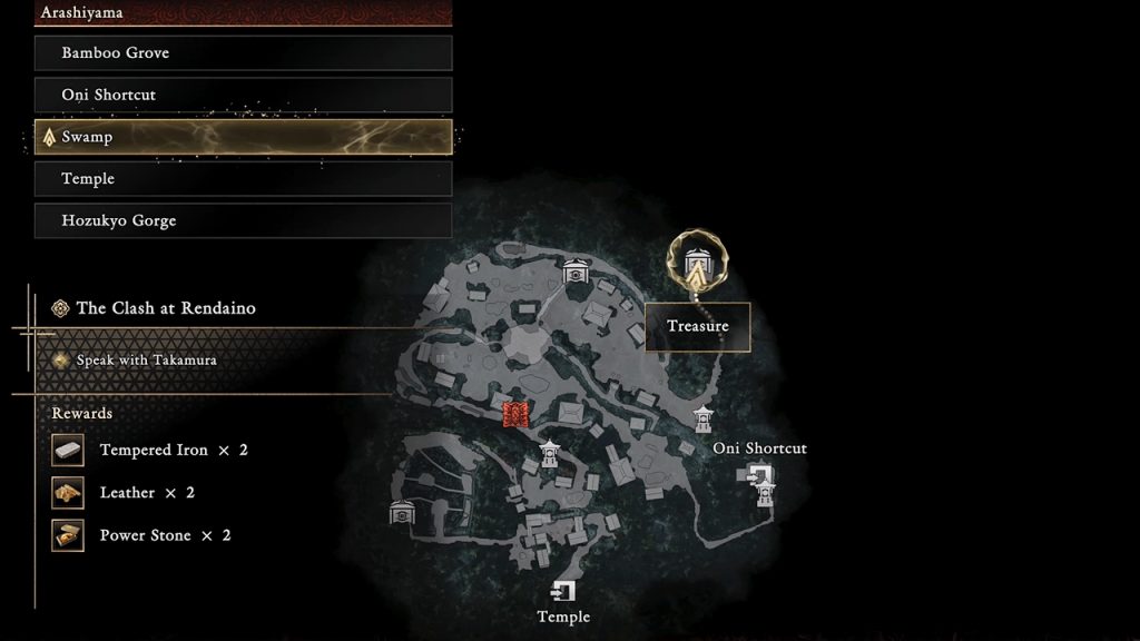 Way of the Sword map screenshot showing the location for Still Water Oni Armament.