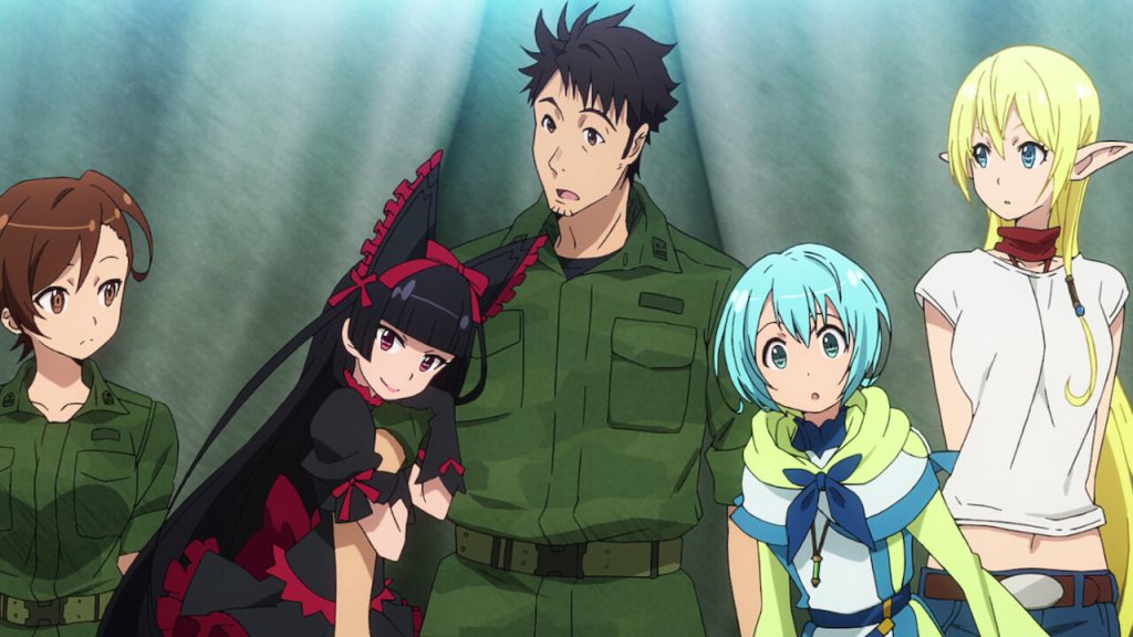 The main characters from the anime series Gate. 