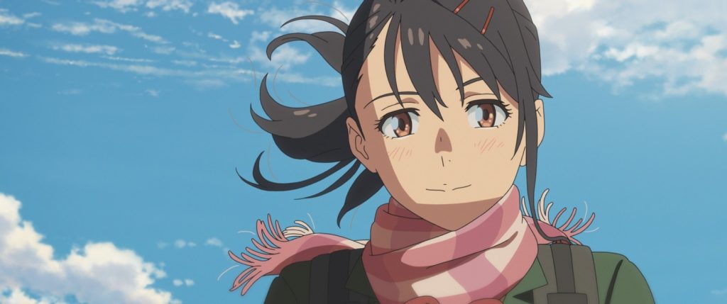 Suzume in her winter school dress