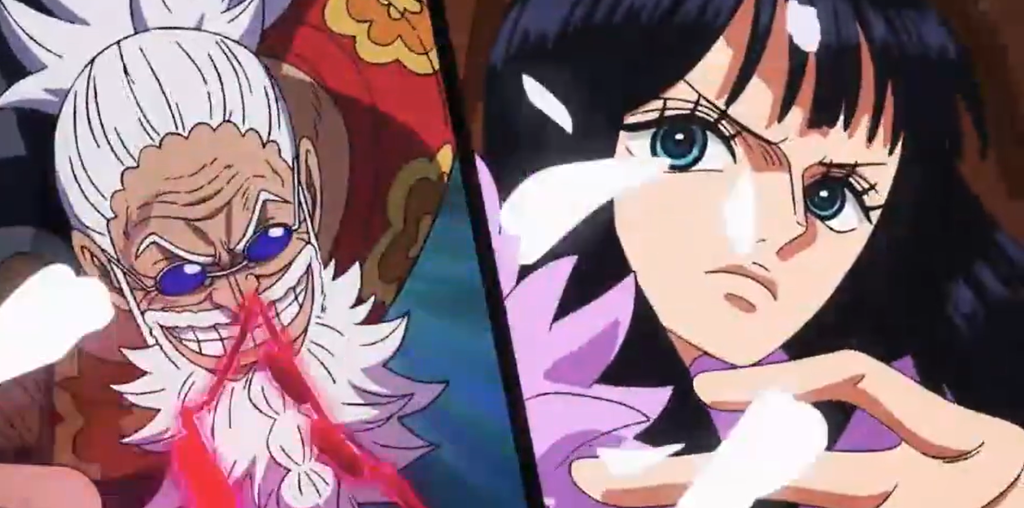 Robin and Gaban prepares to attack in One Piece Episode 1177. 