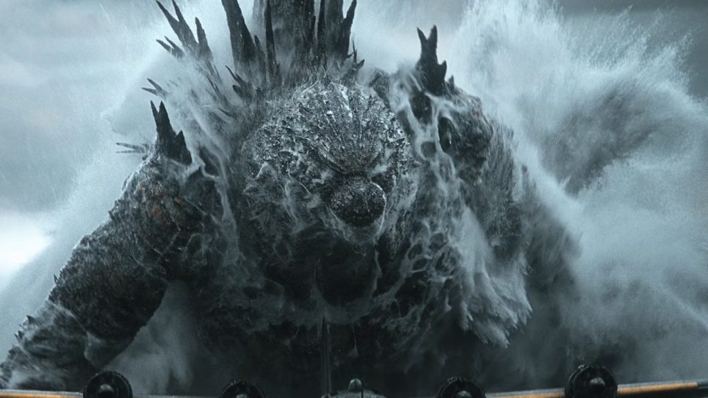 Godzilla comes out of the water