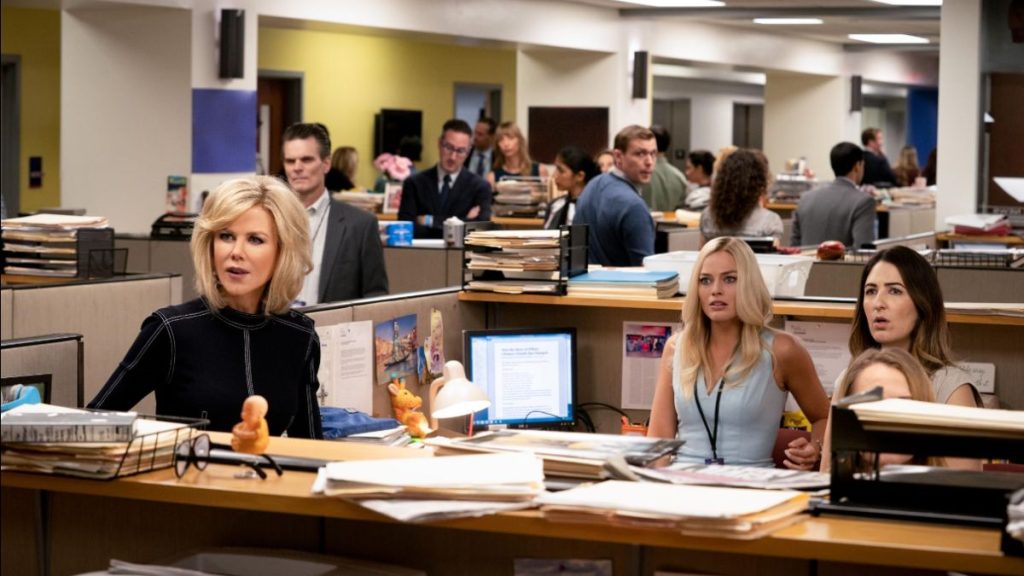 Nicole Kidman plays Gretchen Carlson, while Margot Robbie portrays a fictional Fox News Employee in Bombshell