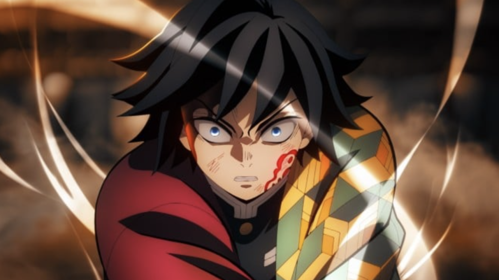  Kimetsu no Yaiba, with his awakened Slayer Mark during the Infinity Castle arc.