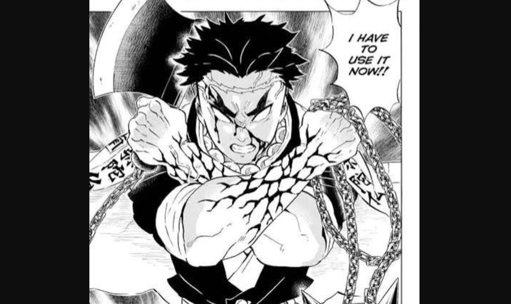  Kimetsu no Yaiba awakening his Demon Slayer Mark during his fierce battle against Upper Rank One, Kokushibo. 