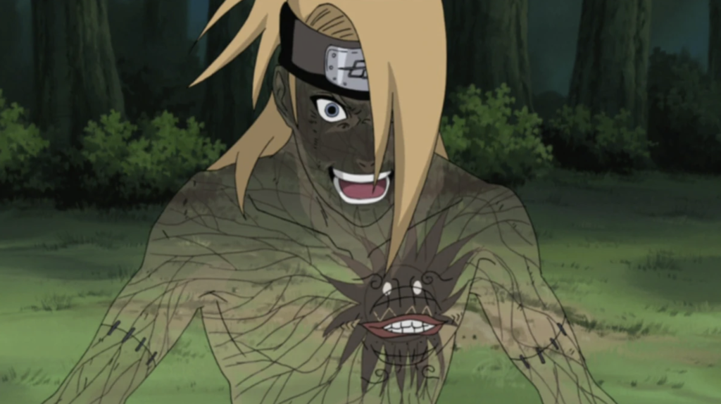 Deidara uses his ultimate self-destruction technique, known as C0, during his fight against Sasuke Uchiha in Naruto Shippuden.