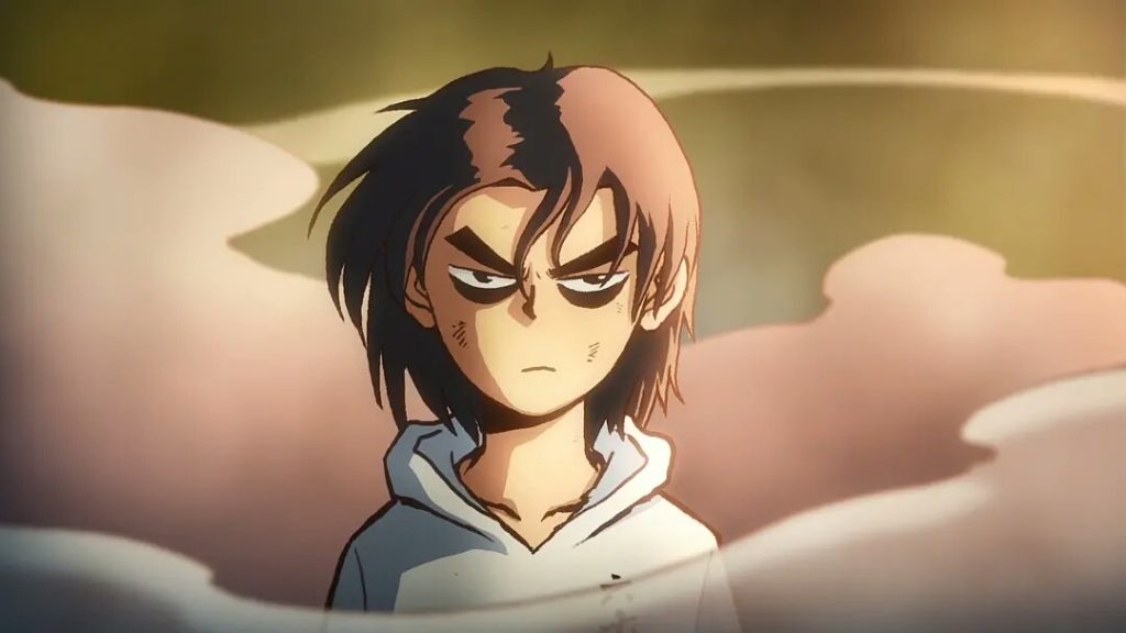 Wu Liuqi with his hair open, looking a bit like his old self, in scissor seven