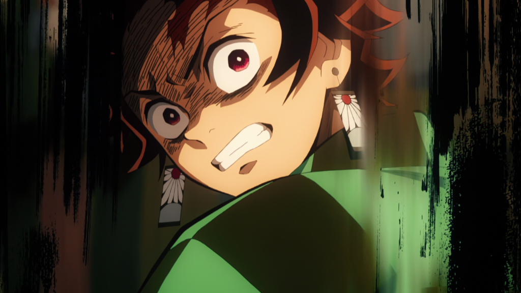 a still from the demon slayer anime that has better fight choreography than Naruto