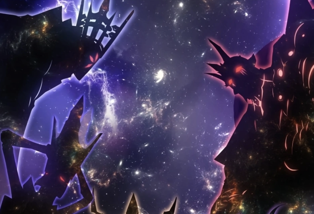 Hình ảnh này thể hiện các Itarim (Thần Ngoại Giới) trong vũ trụ Solo Leveling: Ragnarok. Họ là những thực thể vũ trụ, giống thần thánh đến từ bên ngoài vũ trụ, thuộc cùng một chủng tộc nguyên thủy với Thực Thể Tuyệt Đối.
