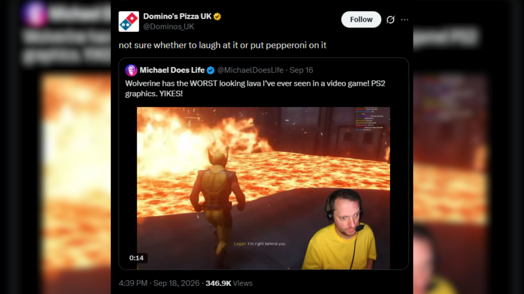 Domino's UK is going all-out against Marvel's Wolverine on twitter