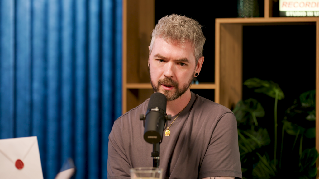 YouTuber Seán McLoughlin, aka Jacksepticeye, as seen during a recent interview on the 100 Questions with Tom Simons podcast.