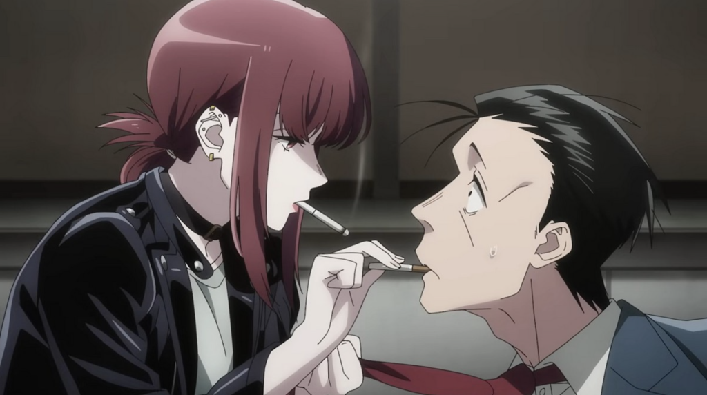 This scene features Yamada (Tayama) and Sasaki from the anime series Smoking Behind the Supermarket with You.