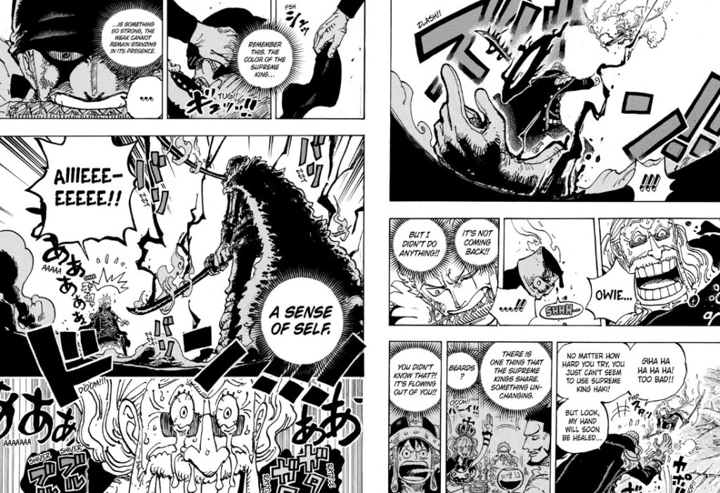 The ending of One Piece Chapter 1194 showing Zoro prepares to strike Sommers. 