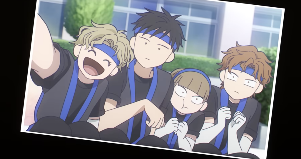 The Best Coming-of-Age Anime of 2026 Officially Returns for Season 2 on Netflix 7 The image shows a scene from the promotional video for the second season of the anime adaptation of The Ramparts of Ice (Koori no Jouheki), featuring characters wearing blue headbands at a school event.