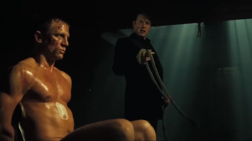 Bond and Le Chiffre in the torture chamber