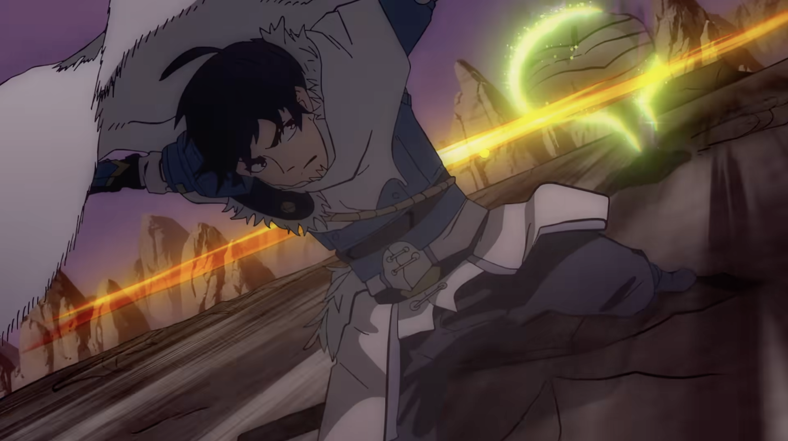 The image shows Grid (Shin Youngwoo), the main protagonist of the anime adaptation Overgeared (Tempal: Item no Chikara), animated by J.C.Staff.