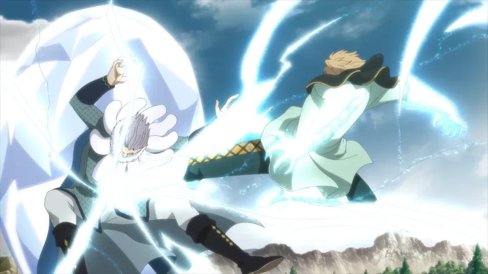 Luck Voltia kicking Rob Vitesse into a crystal during the Royal Knights Selection Exam in Black Clover.
