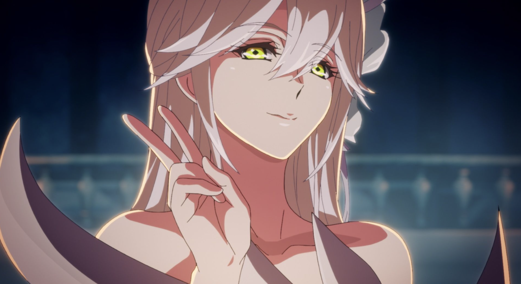 The character in the image is the Goddess Vicius (also spelled Vysis) from the anime series Failure Frame: I Became the Strongest and Annihilated Everything with Low-Level Spells.