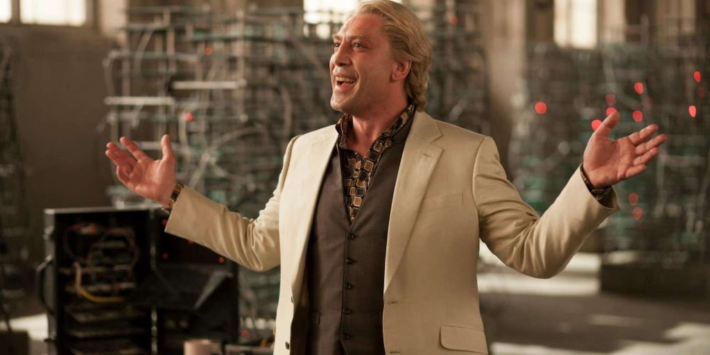 Javier Bardem as Raoul Silva in a still from Skyfall