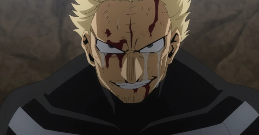 The image shows Jin Bubaigawara (known as Twice) from the anime My Hero Academia during his Quirk awakening.