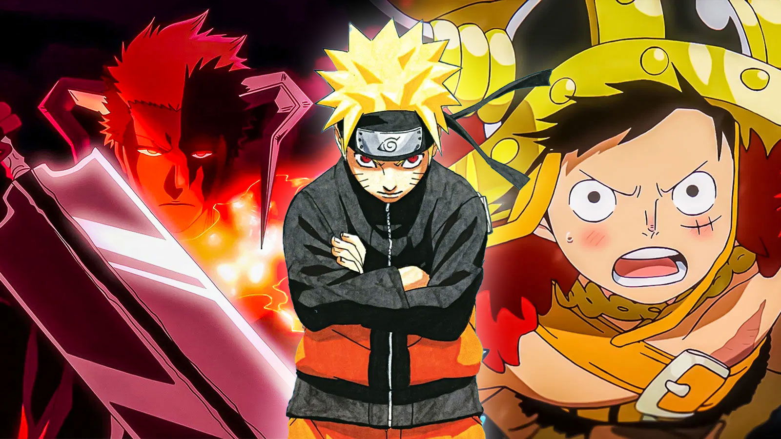 bleach, naruto and one piece