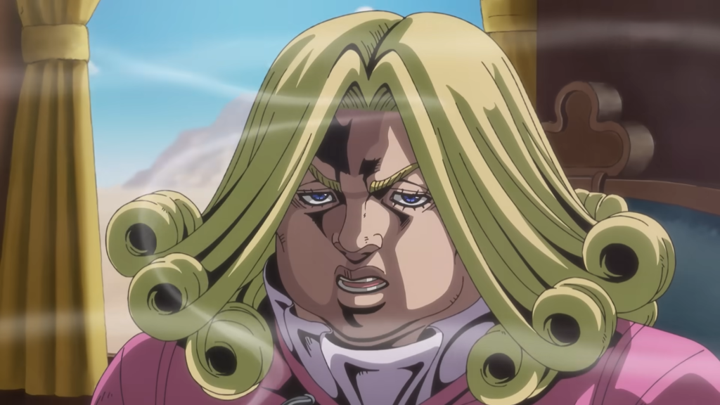 a still from jojo's bizarre adventure steel ball run anime trailer 2nd stage