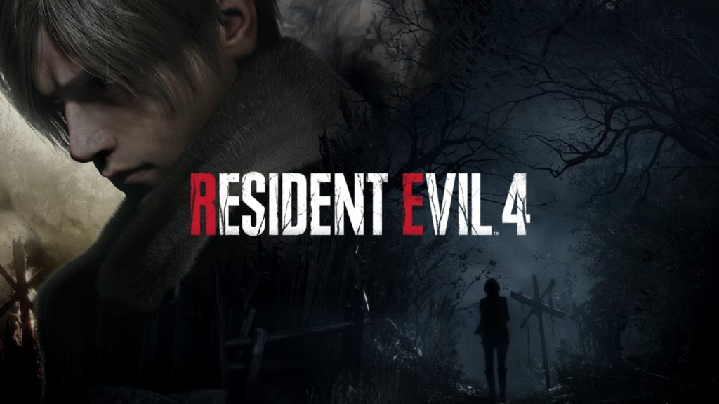Official title art of Resident Evil 4 Remake, featuring protagonist Leon S. Kennedy.