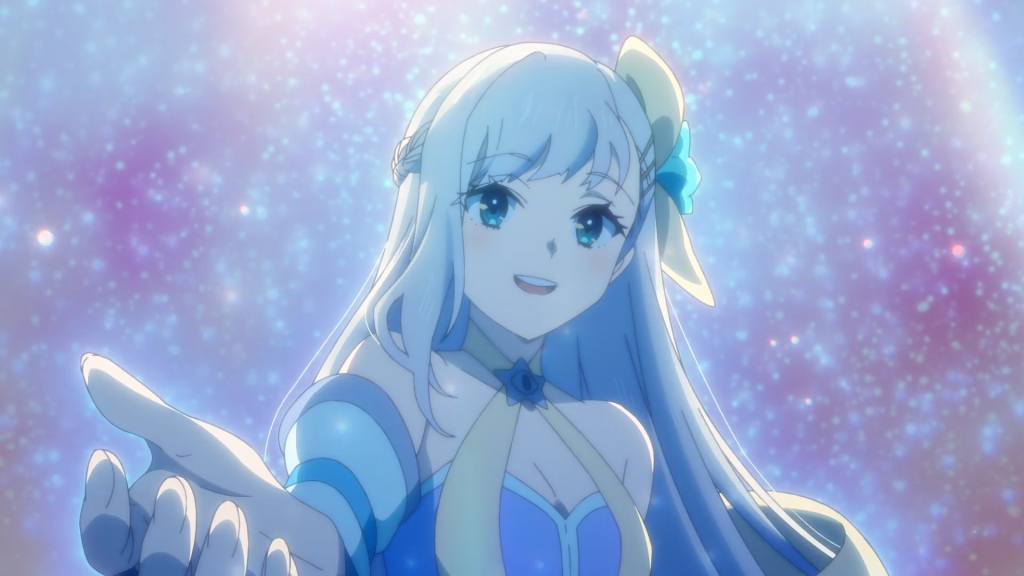 a still from Crunchyroll's Full Clearing Another World Under a Goddess anime