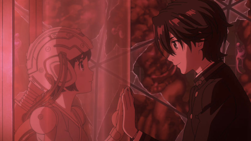 This scene is from the final episode ("Reincarnation") of the sci-fi anime series A.I.C.O. -Incarnation-, produced by Studio Bones and streaming on Netflix.